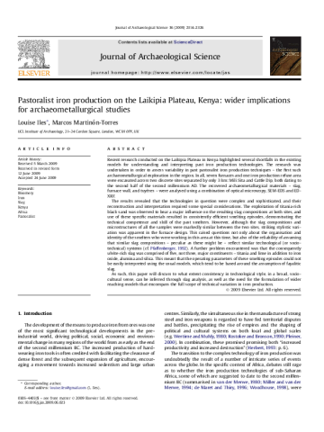  An Archaeometallurgical Investigation of Iron Smithing in Swahili Contexts and its Wider Implications excerpt